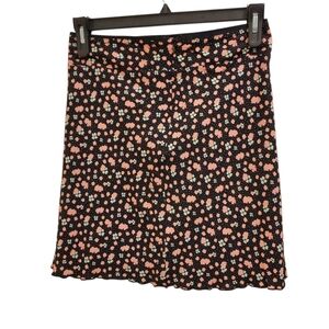 Free People Black and Pink A-Line Mini Skirt